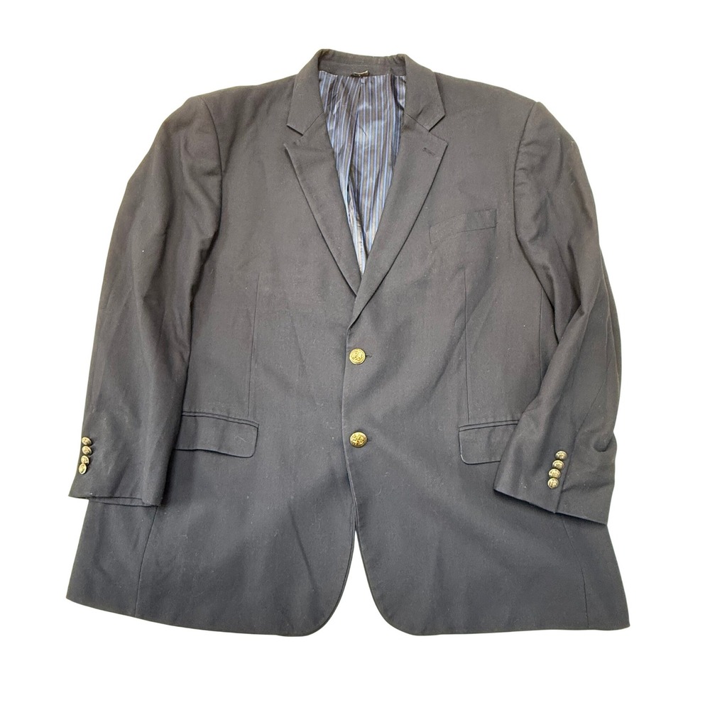 CM Gold Series Navy Blue Blazer Sport Coat Gold Crest Buttons Size 52 Regular